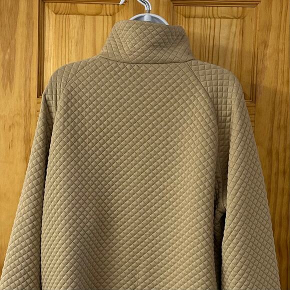 V582 Women’s 2 Way Button Up Cowl Neck or Collared Long Sleeve Sz M Tan Pullover - Picture 9 of 15